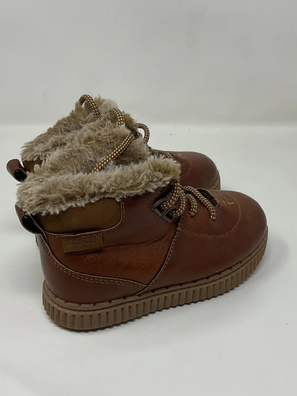 OshKosh B'gosh Brown Faux-Fur Lace-Up Kids Boots size 8